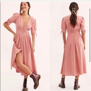 NWT FREE PEOPLE Love Of My Life Midi Dress Cotton